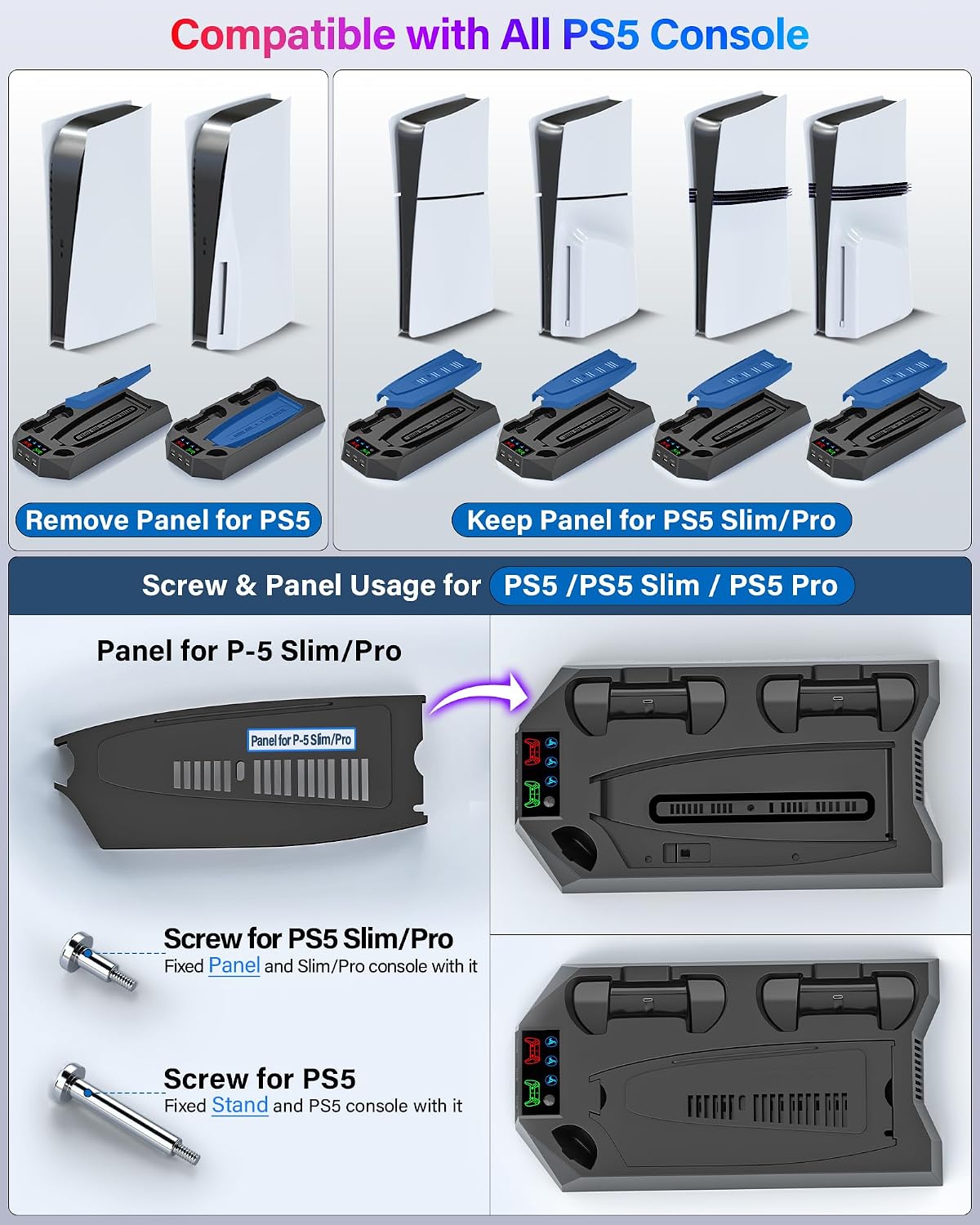 Soporte PS5\/PS5 Slim\/PS5 Pro y estación de refrigeración con esta...