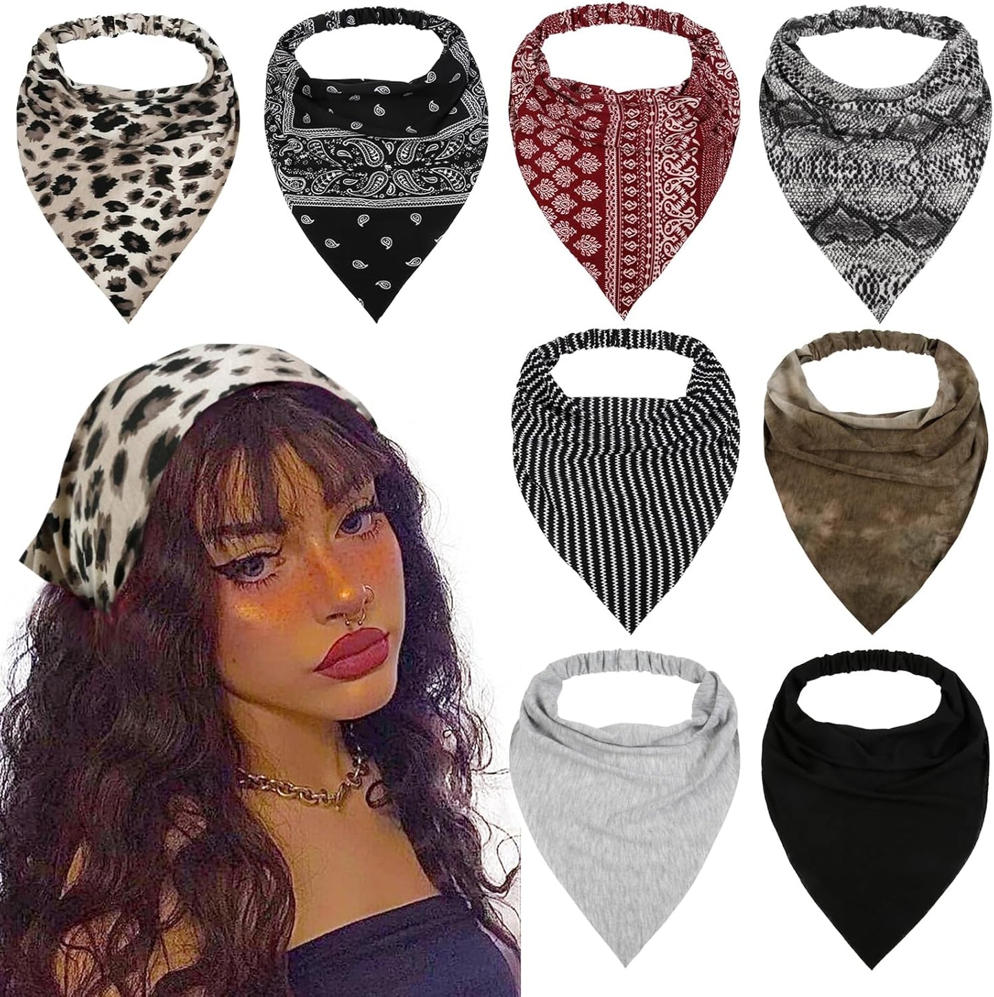 WOVOWOVO 8 unidades de diademas y bufandas para el cabello para muj...