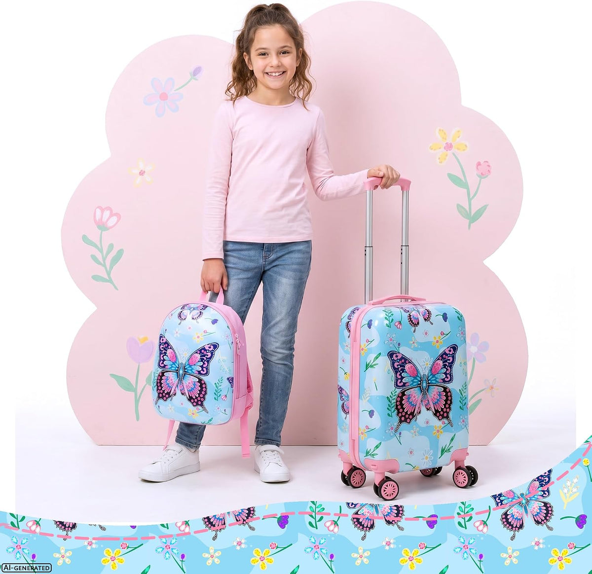 Esteemly Juego de equipaje para niños, 4 piezas, 16 pulgadas, rueda...