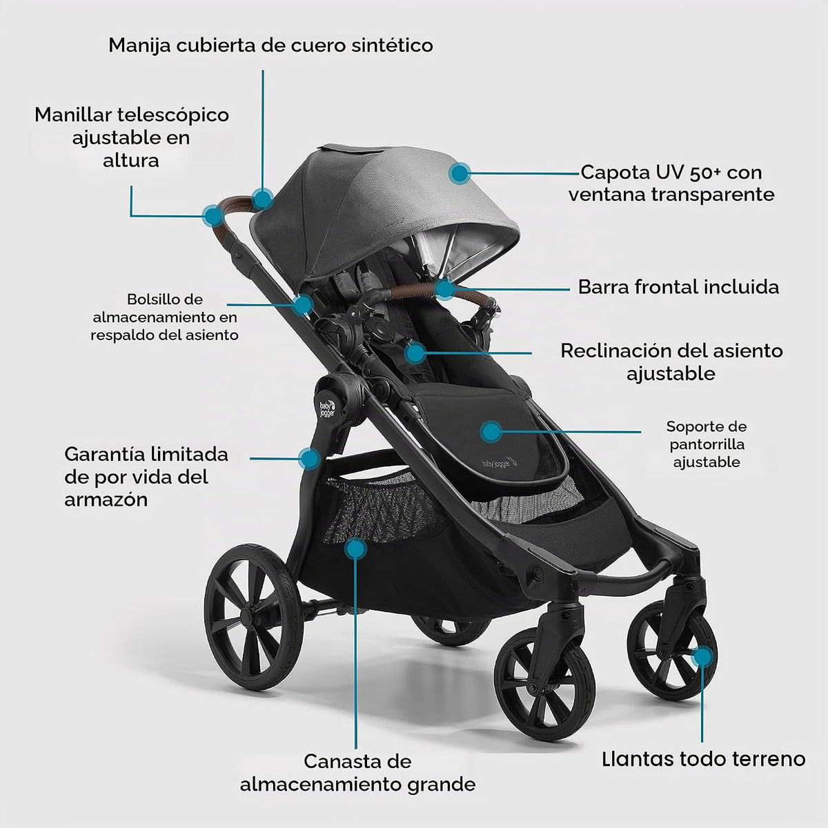Baby Jogger City Select 2 - Cochecito modular individual a doble, c...