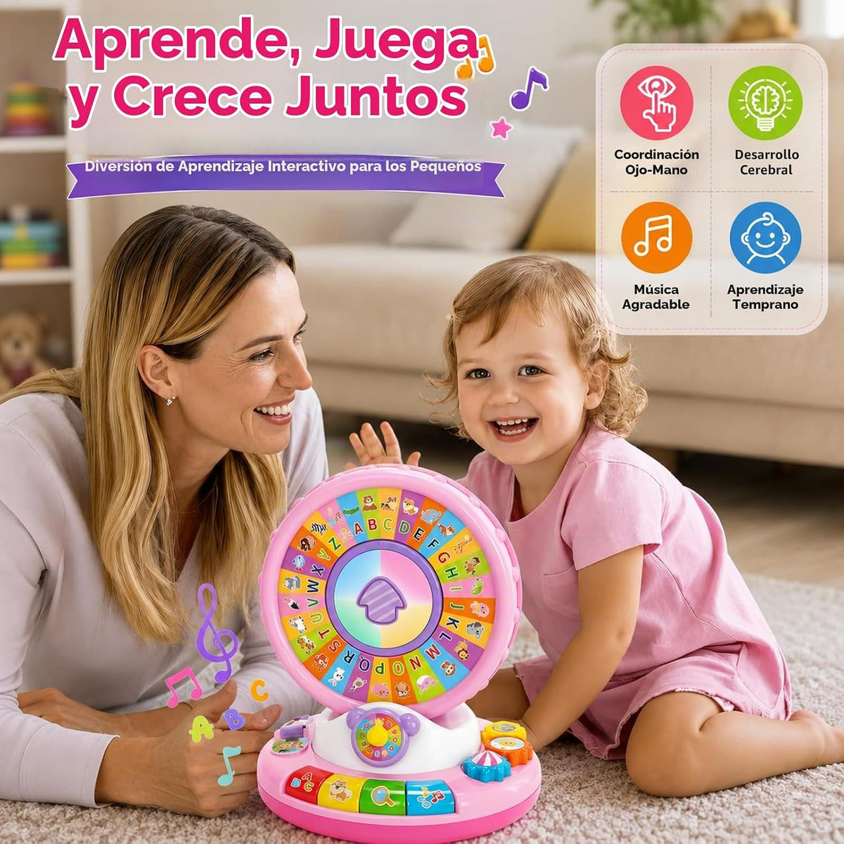 Juguetes para niños de 1, 2 y 3 años, niños y niñas, Alfabeto music...