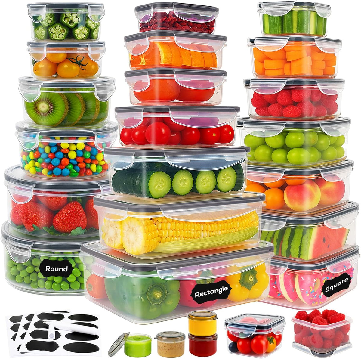 50 PIEZAS Envases de almacenamiento de alimentos más gruesos con ta...
