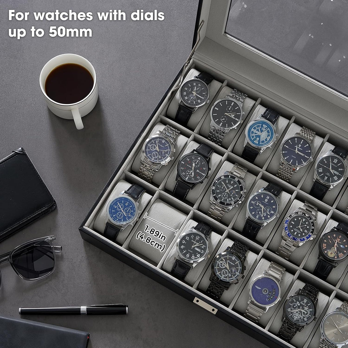 ProCase Funda para reloj para hombre, 21 ranuras para hombre, organ...