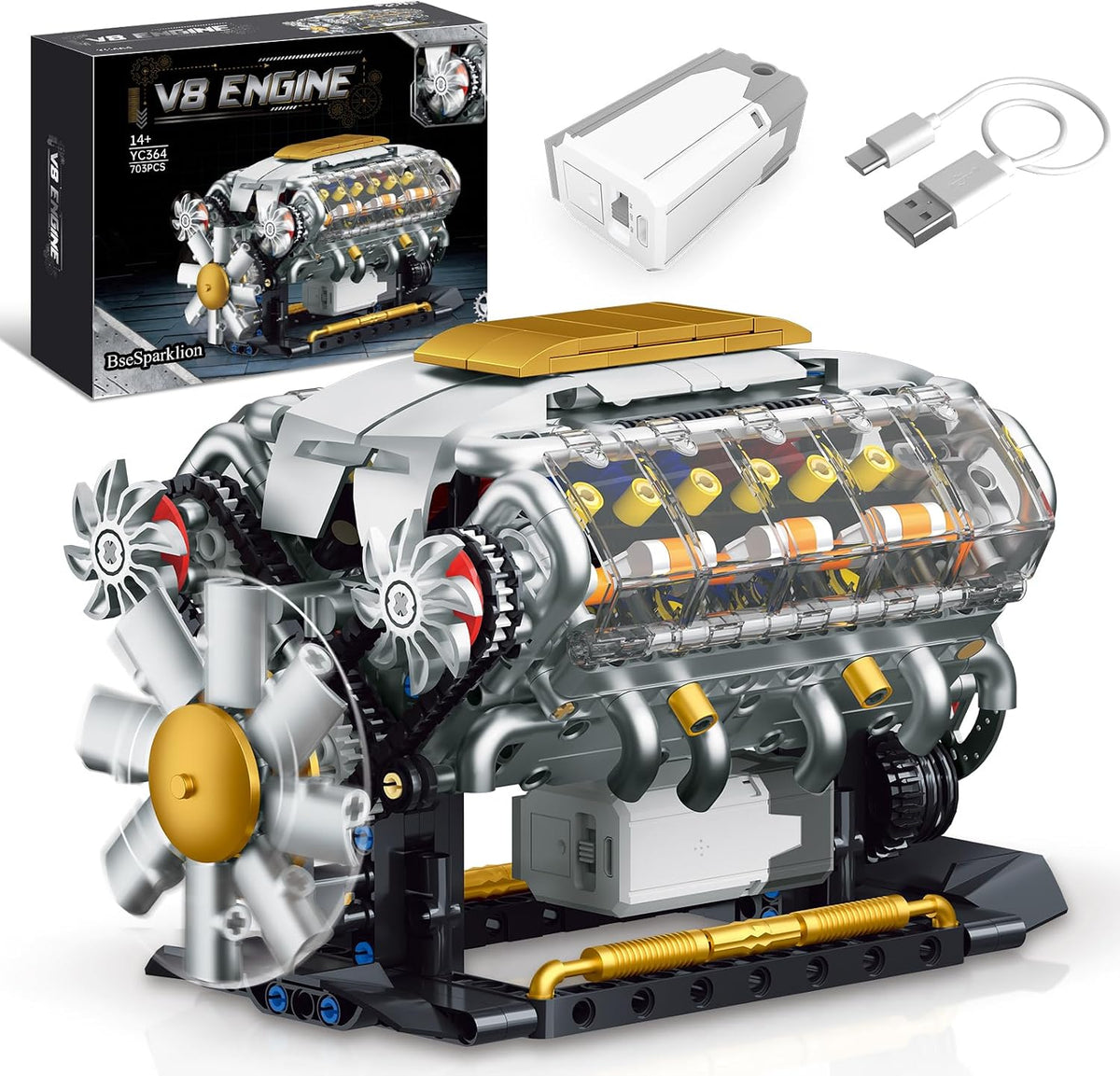 BseSparklion V8 Kit de modelo de motor que funciona, construye tu p...