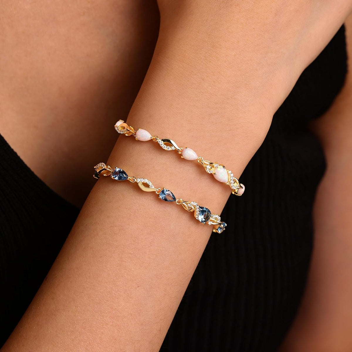 FANCIME Pulsera de tenis ajustable con piedra natal para mujer | Di...