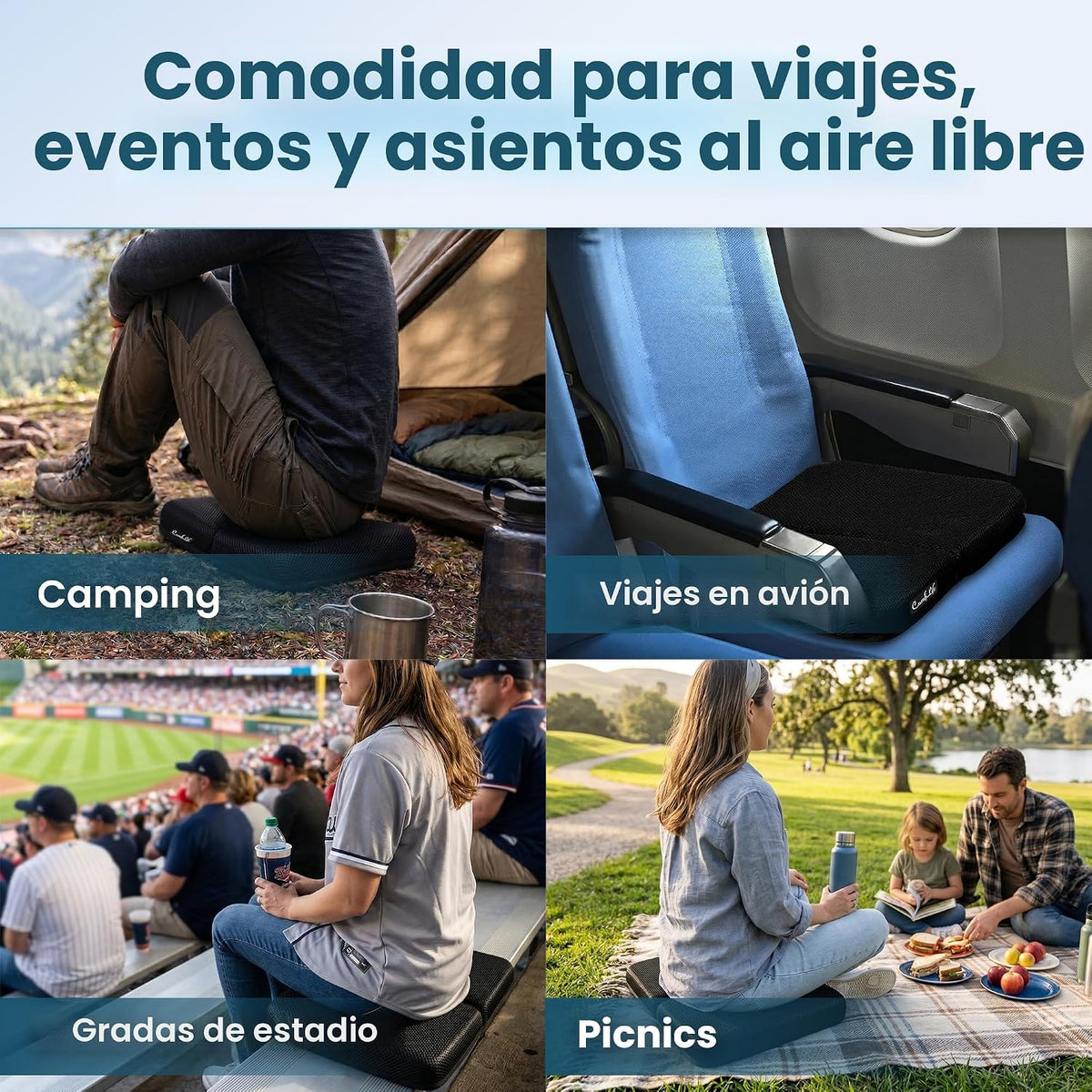 ComfiLife Ergo-Gel + Cojín de asiento de avión de espuma cómoda - C...