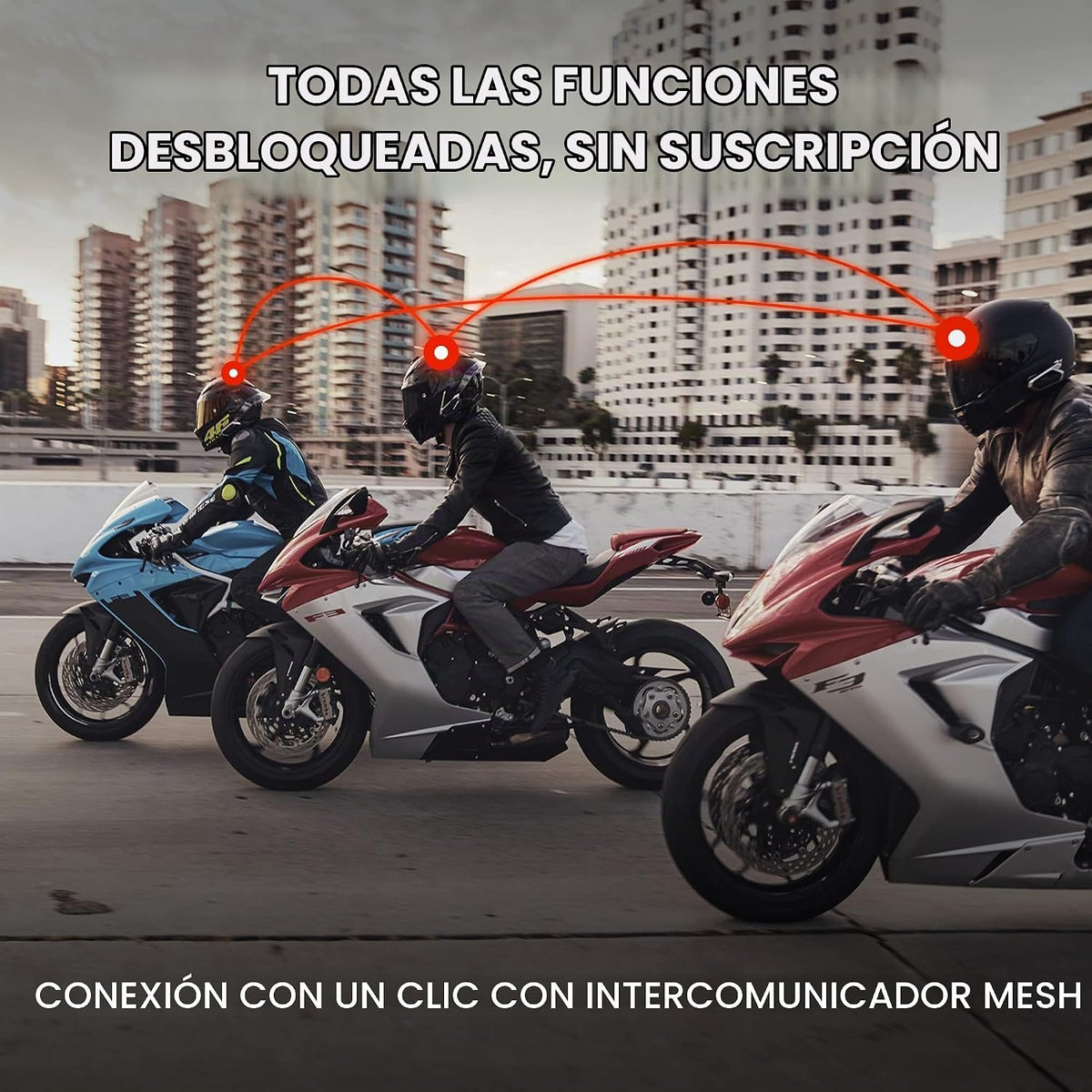 Sena 50R - Auriculares Bluetooth de 3 botones para motocicleta con...