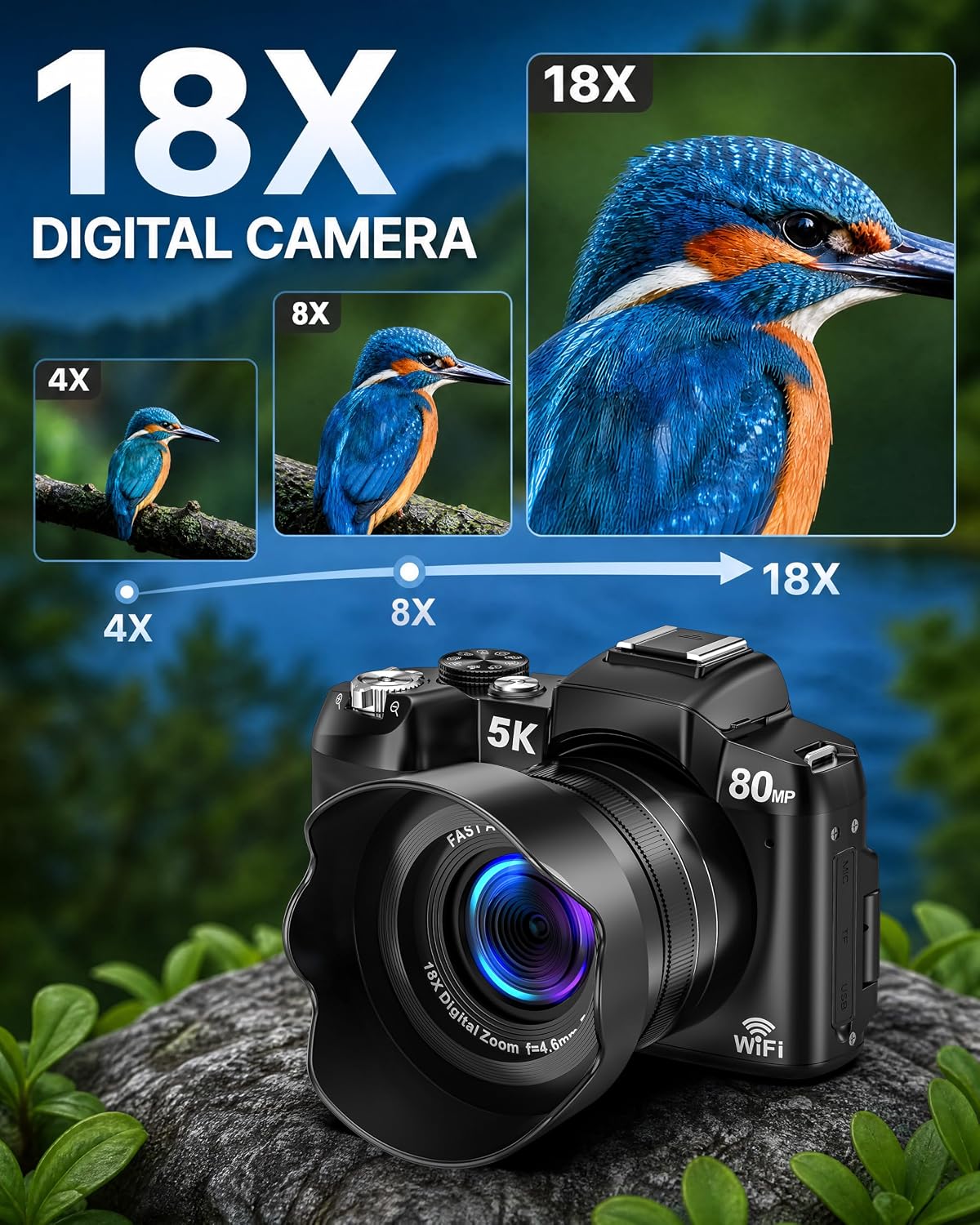 Cámaras digitales 5K para fotografía \u2013 Foco automático rápido...