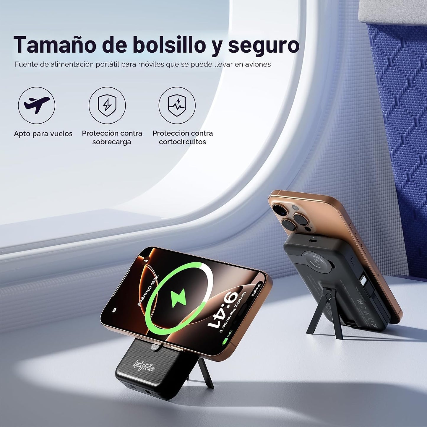 Cargador portátil magnético con cables integrados, estación de carg...