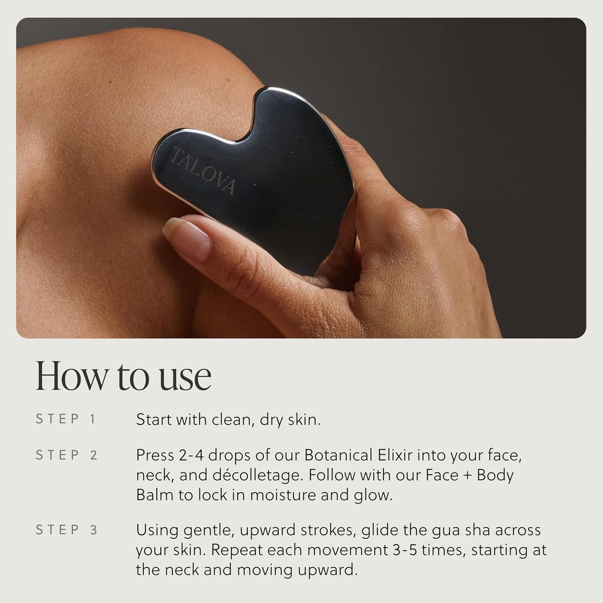 TALOVA - Gua Sha de acero inoxidable de grado 304 y rodillo facial...