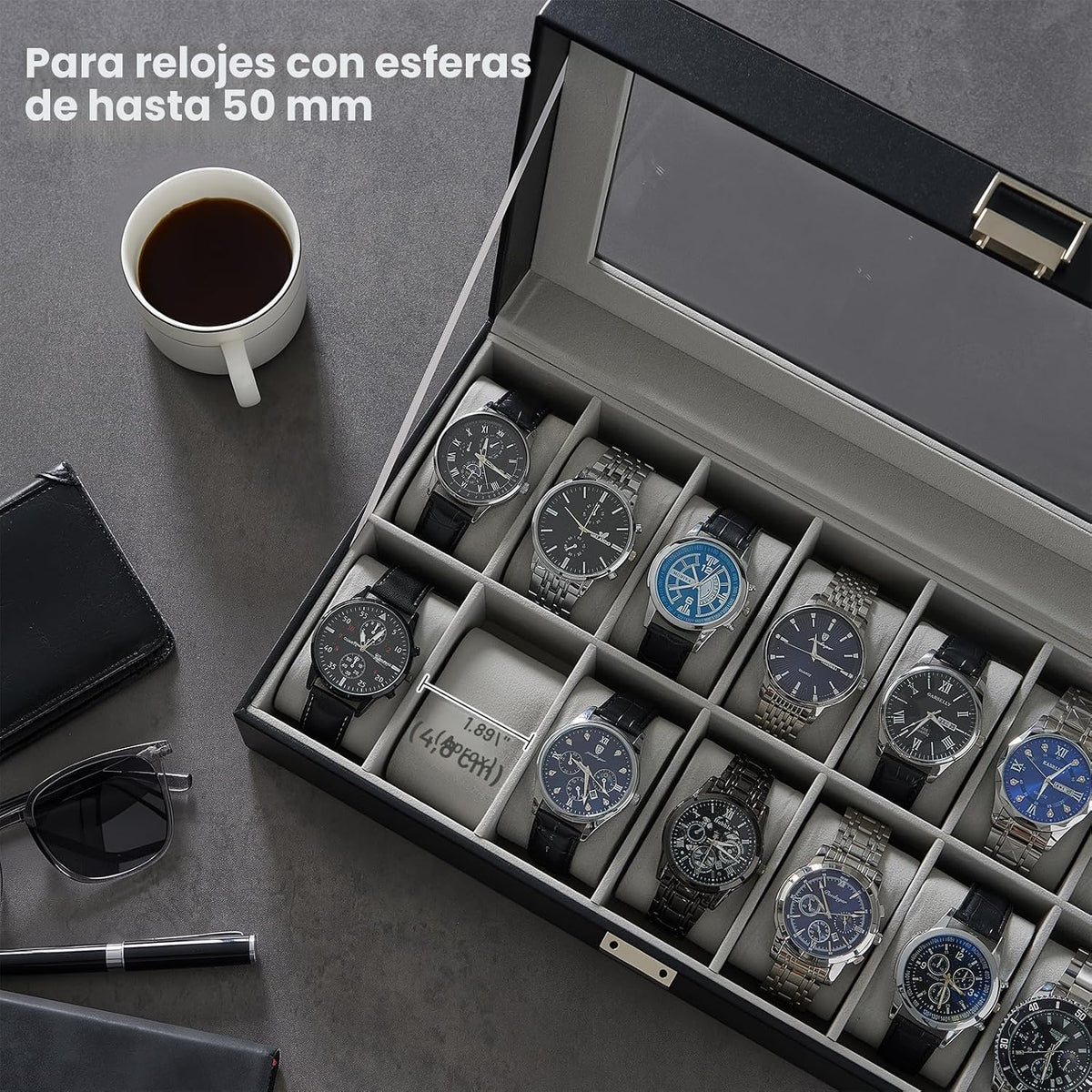 ProCase Caja de reloj para hombres, Organizador de caja de reloj co...