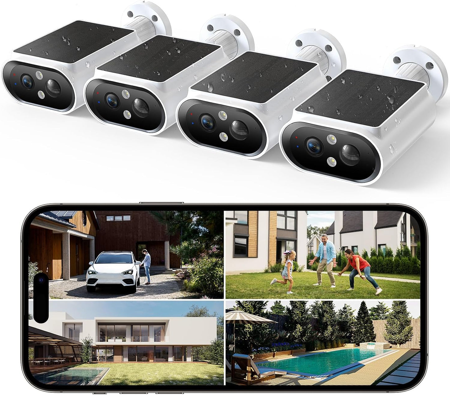 AlkiVision Cámaras de seguridad solares inalámbricas para exteriore...