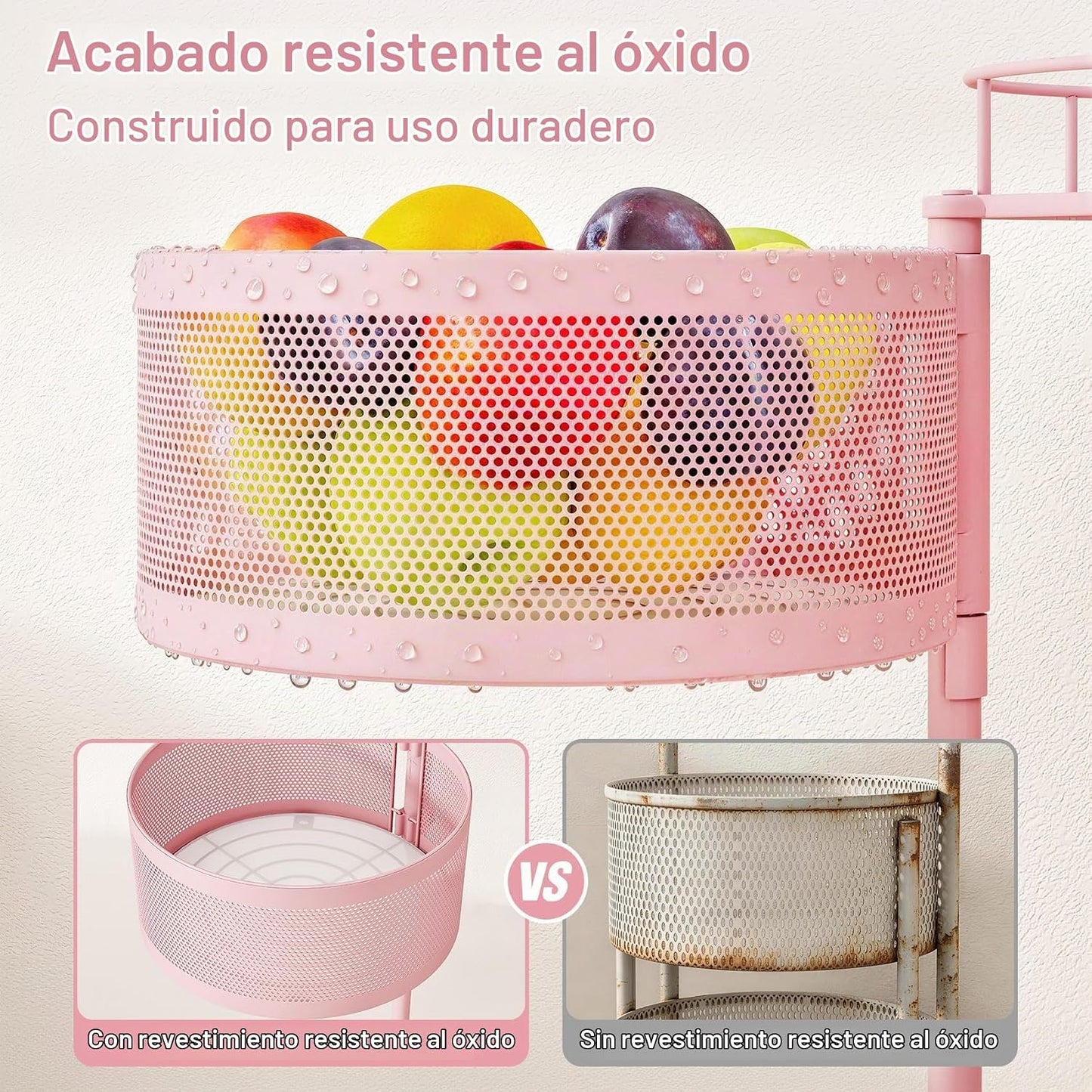 SNTD Cesta de frutas y verduras para cocina con tapa superior de me...