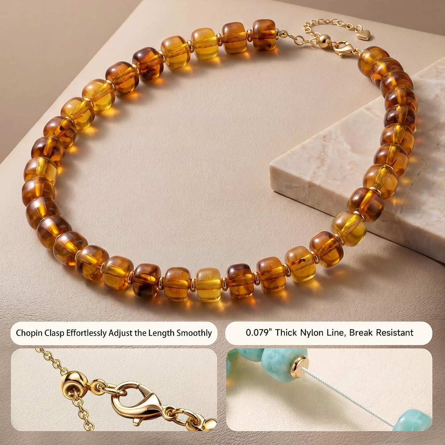 POPLOPP Collares de cuentas gruesas para mujer, gargantilla de cuen...
