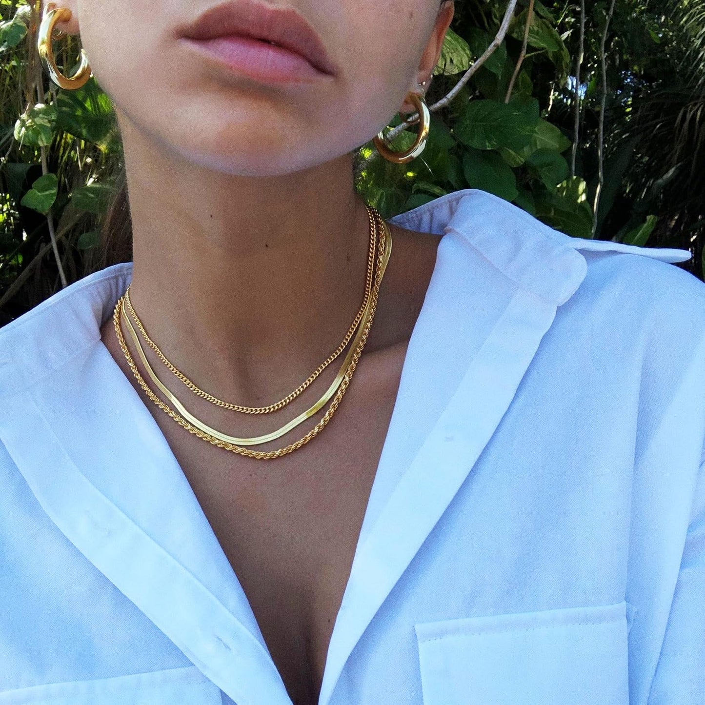 Freekiss Collar de espiga para mujer, serpiente chapada en oro de 1...