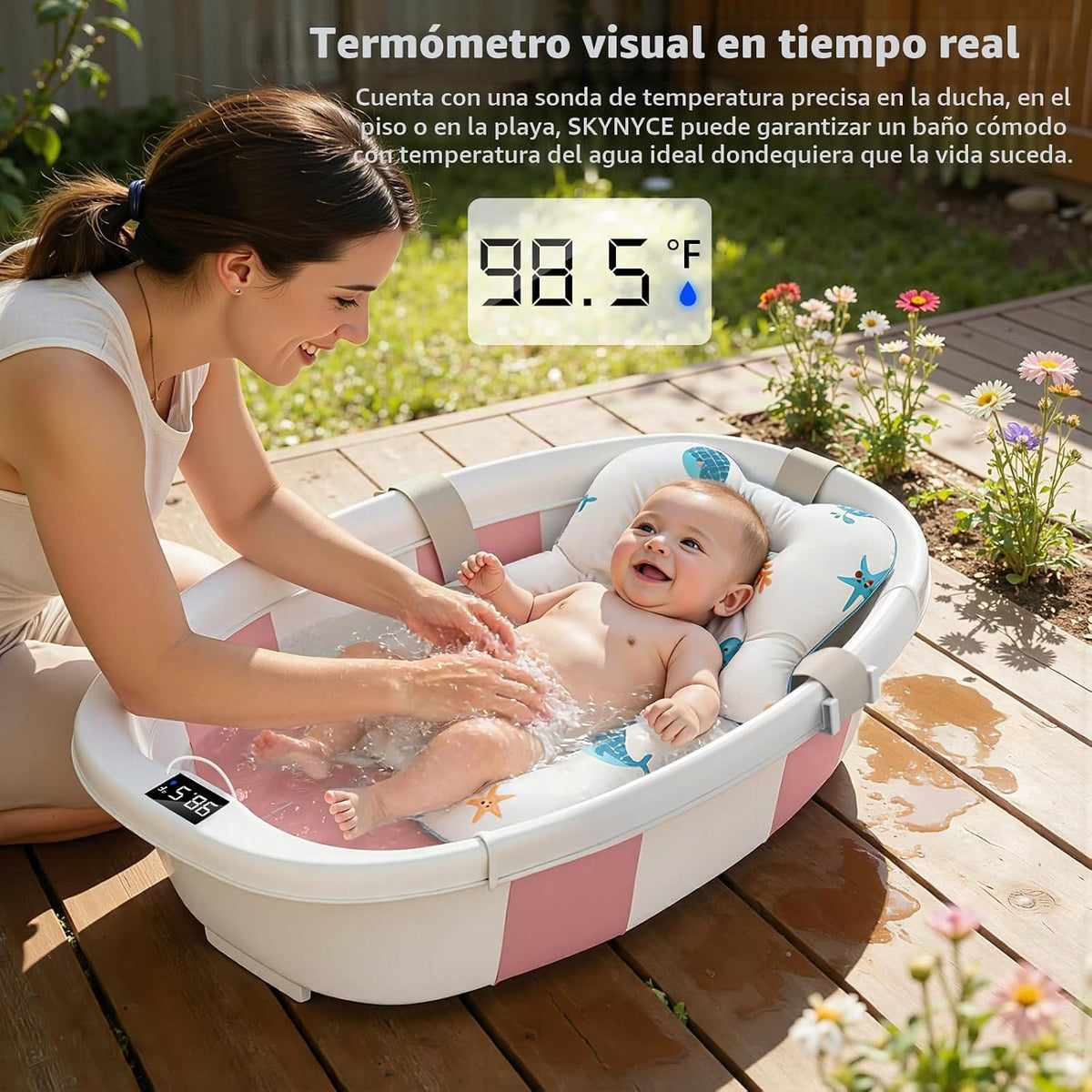 Bañera plegable para recién nacidos a niños pequeños de 0 a 36 mese...
