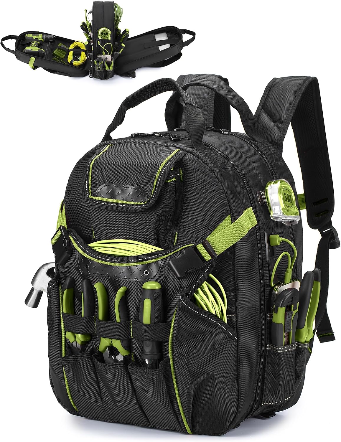 Nixjoro Mochila de Herramientas de Servicio Pesado, Bolsa de Herram...