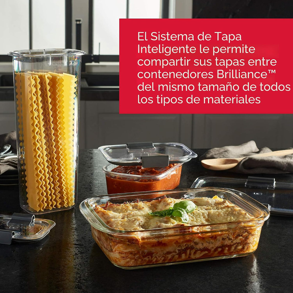 Rubbermaid Brilliance - Juego de 4 contenedores de vidrio para alma...
