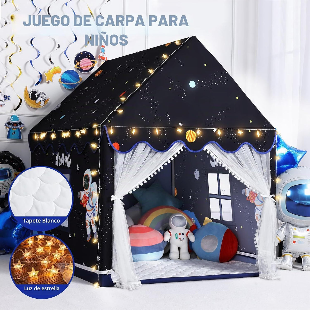 Wilwolfer Space - Tienda de campaña para niños en interior: con pas...
