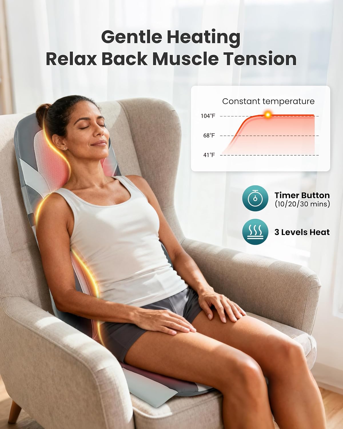 Snailax Shiatsu - Masajeador de espalda con calor, almohadilla para...