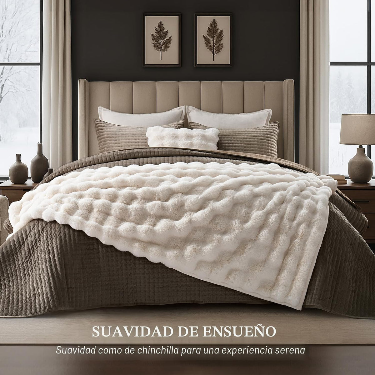EverGrace Manta de burbujas de piel sintética de conejo, 60 x 80 pu...