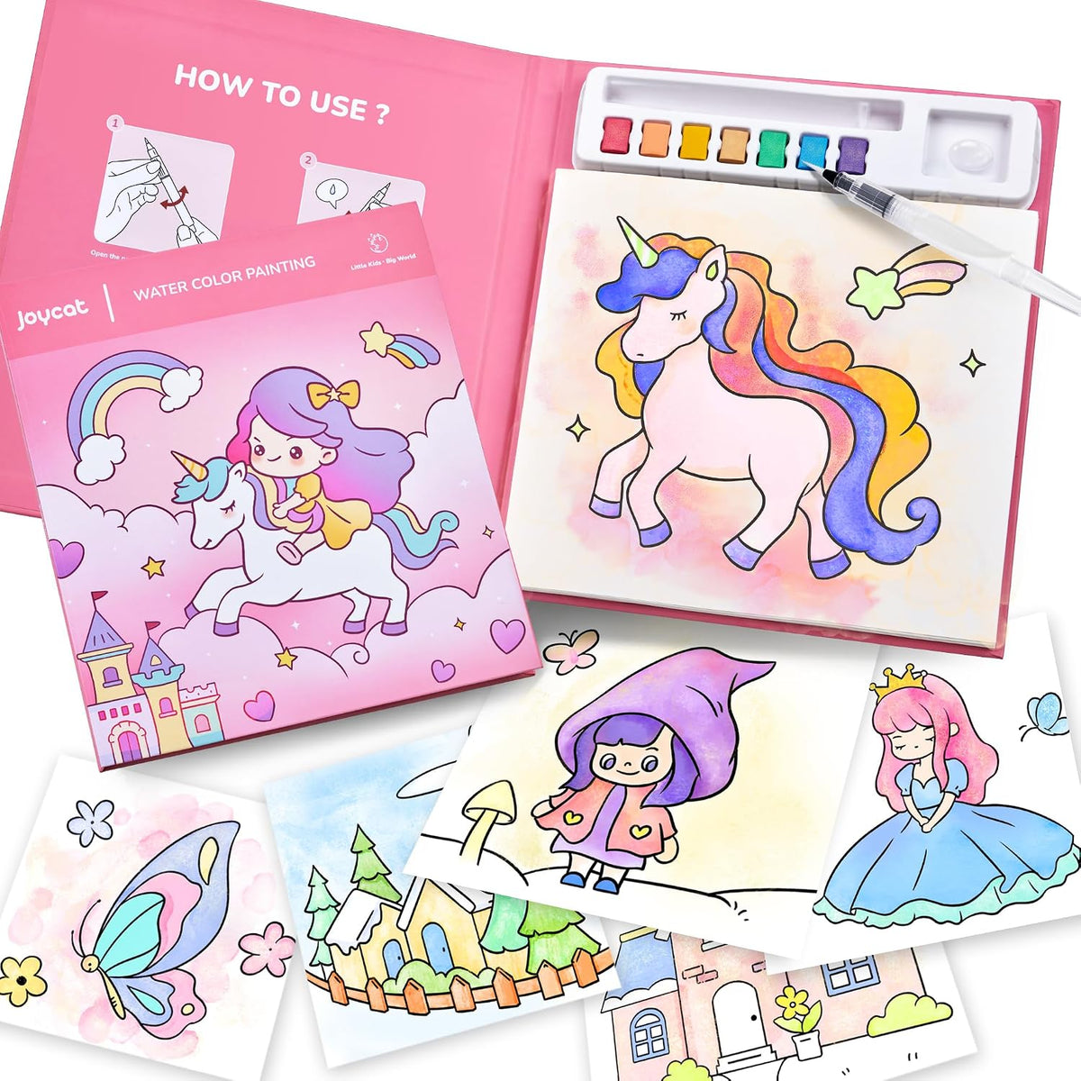 JoyCat Libros para colorear con agua para niños pequeños (poni mági...