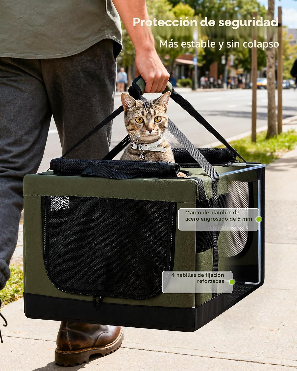 Pecute Transportador grande para gatos, suave doble jaula para masc...