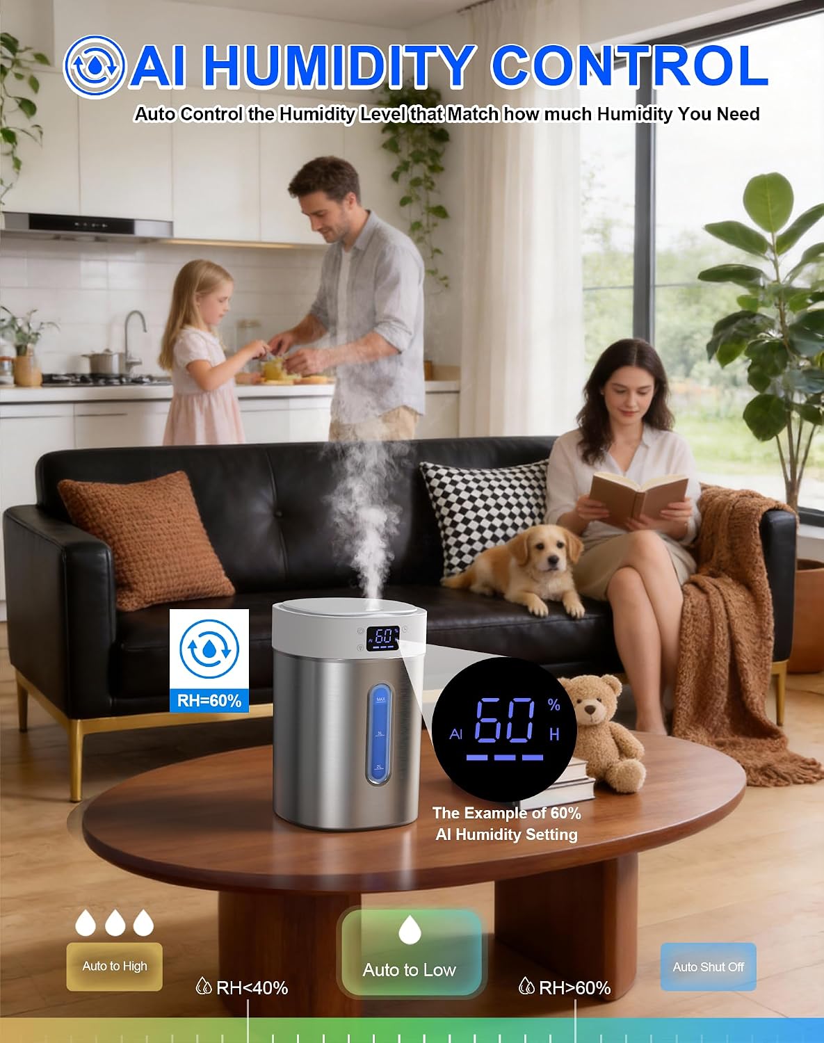 Humidificadores de acero inoxidable para dormitorio, habitación gra...