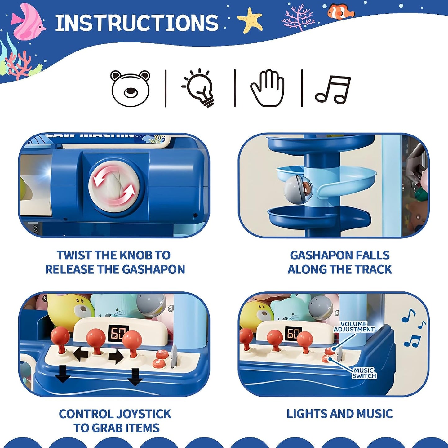 ROHSCE Máquina de Garras para Niños, Juguete de Juego de Arcade par...