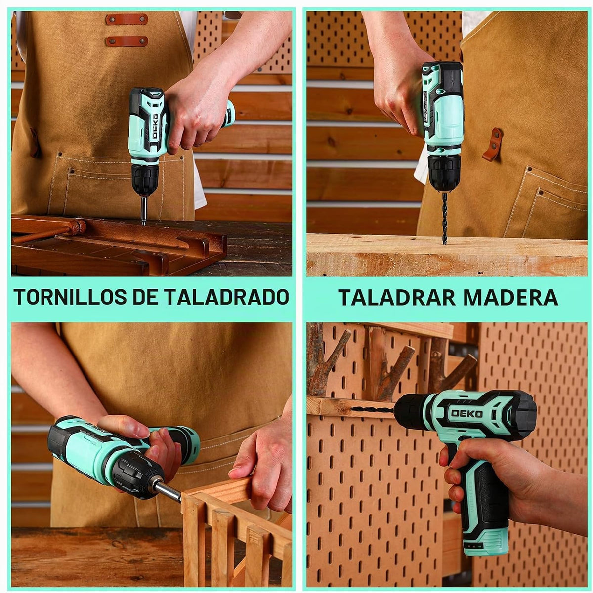 Taladro inalámbrico: DEKOPRO - Juego de taladro eléctrico de 12 V,...