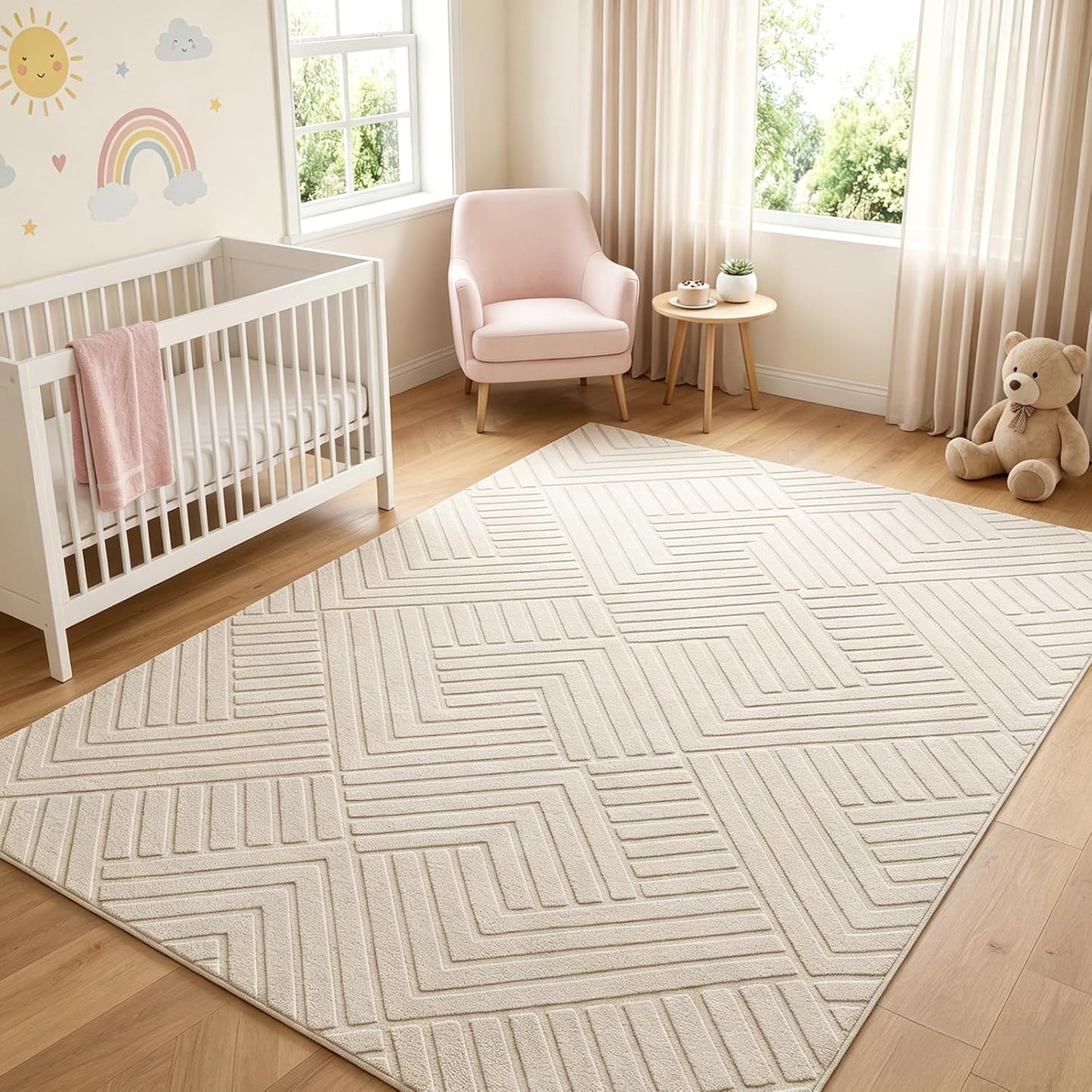 Bsmathom Alfombra lavable de 6 x 9, alfombra suave y moderna bohemi...