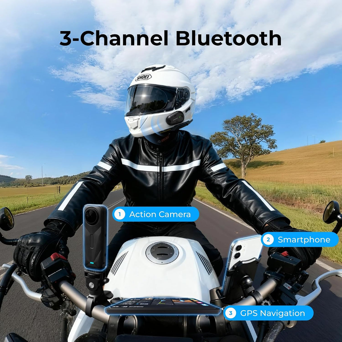 RESOPILOT Lite - Auriculares Bluetooth para casco de motocicleta, 8...