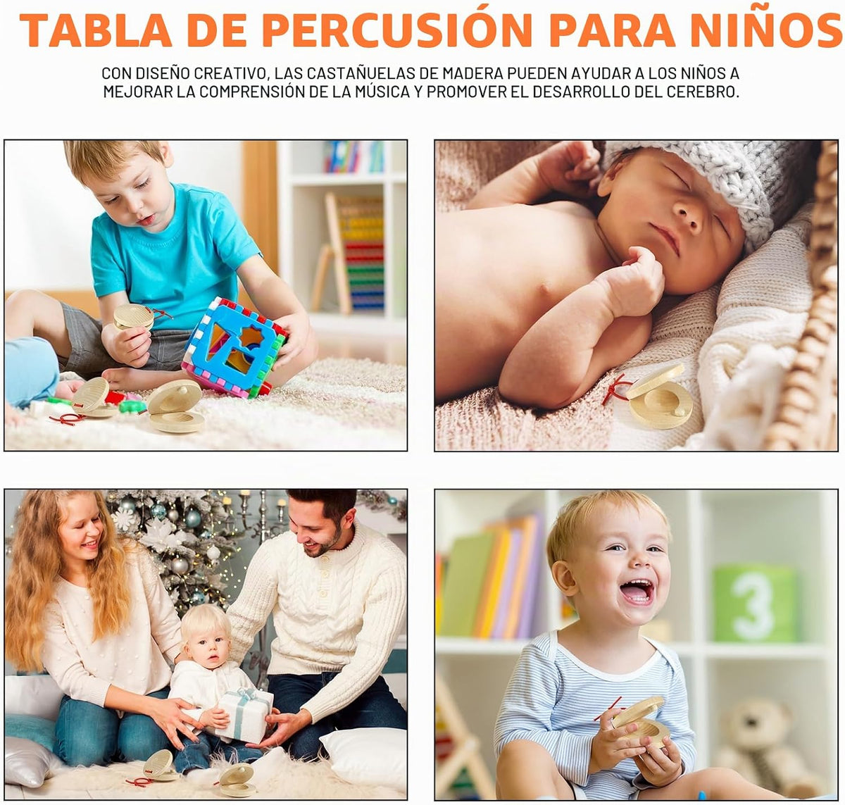 Fuyamp 24 castañuelas de madera para instrumentos musicales | Jugue...