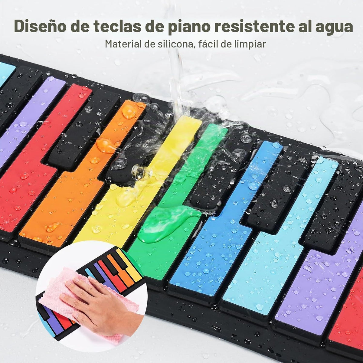 POGOLAB Piano de teclado enrollable de 49 teclas, teclado plegable...