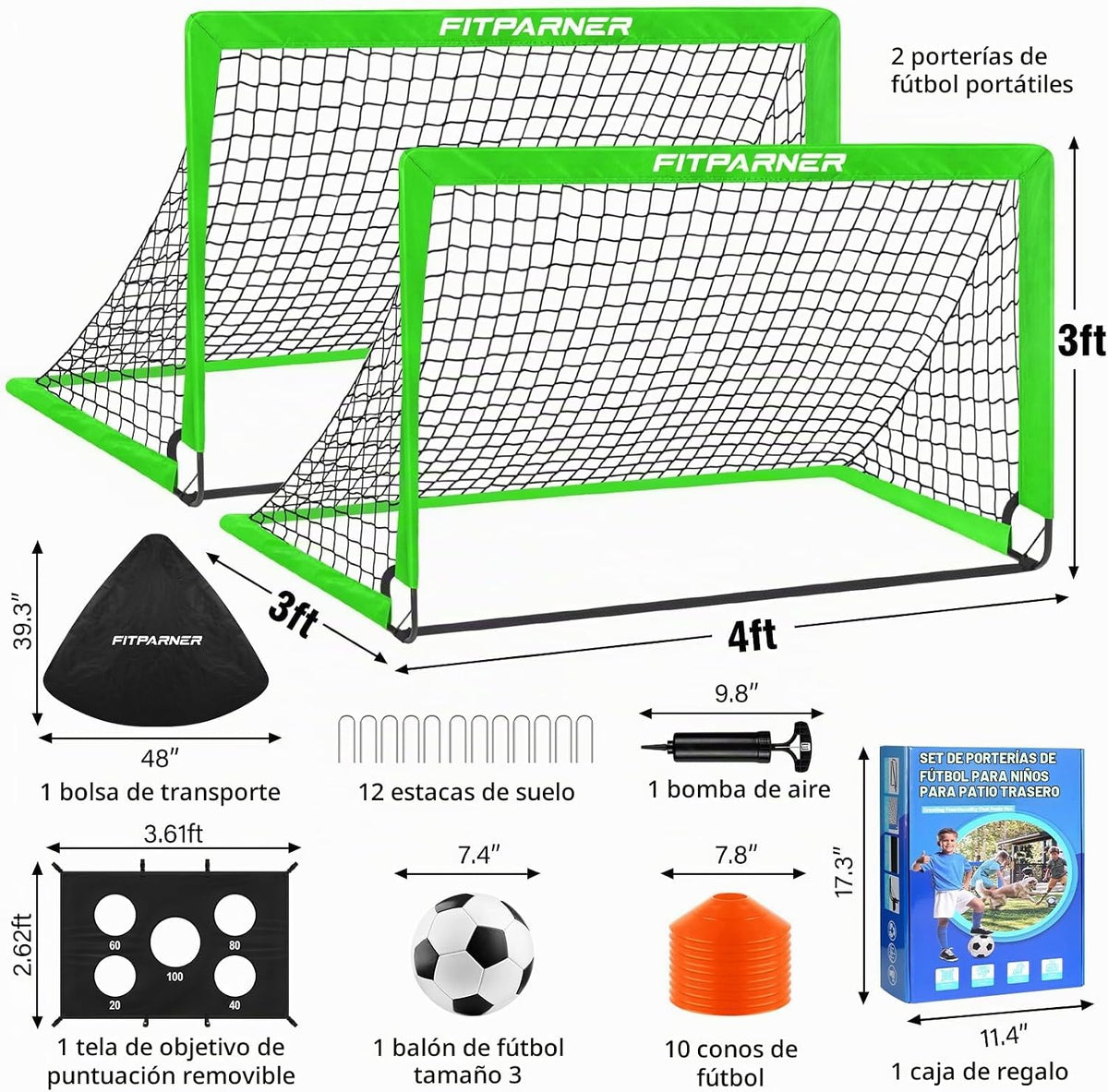 FITPARNER Portería de fútbol, portería de fútbol para niños en el p...