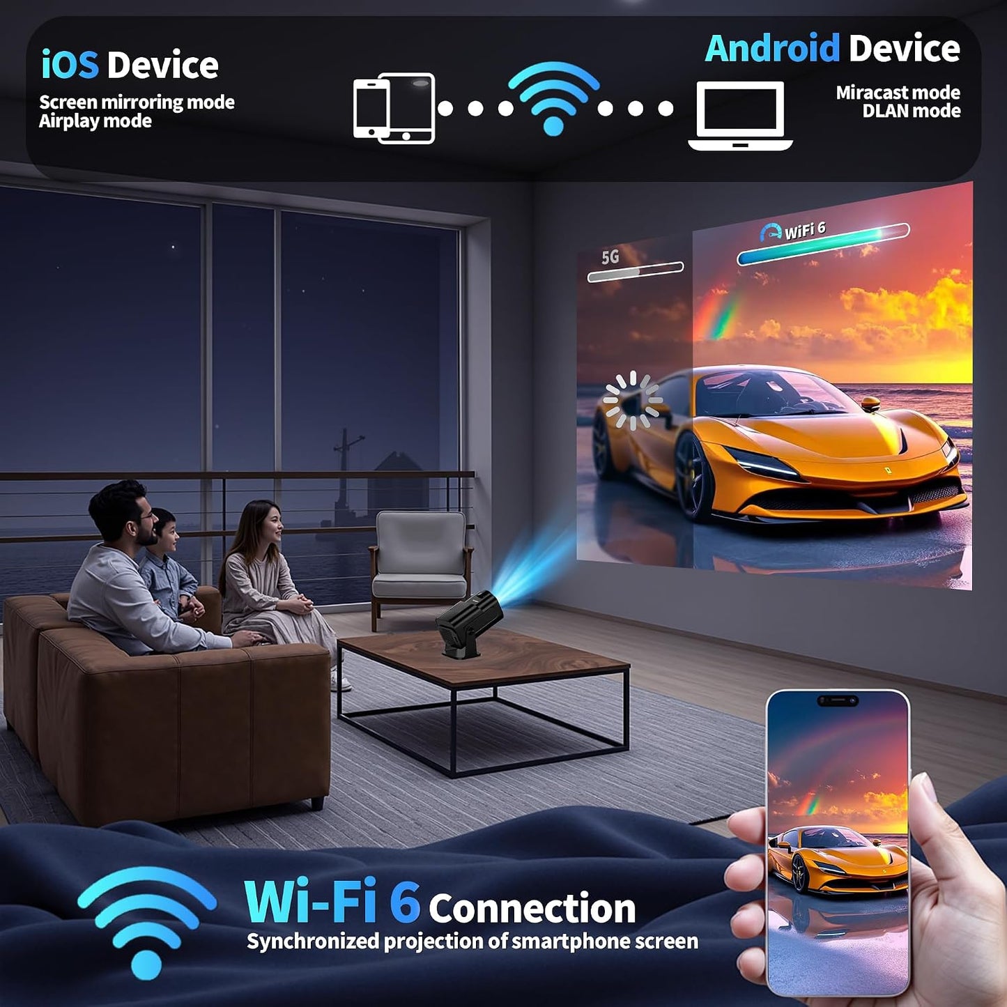 [Proyector 2026 actualizado] Mini proyector compatible con 4K 1080P...