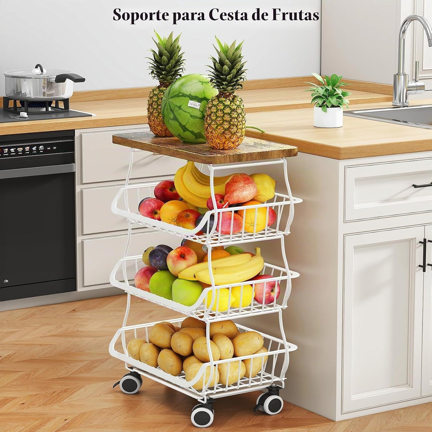 SAYZH Cesta de frutas, organizadores y almacenamiento de despensa d...