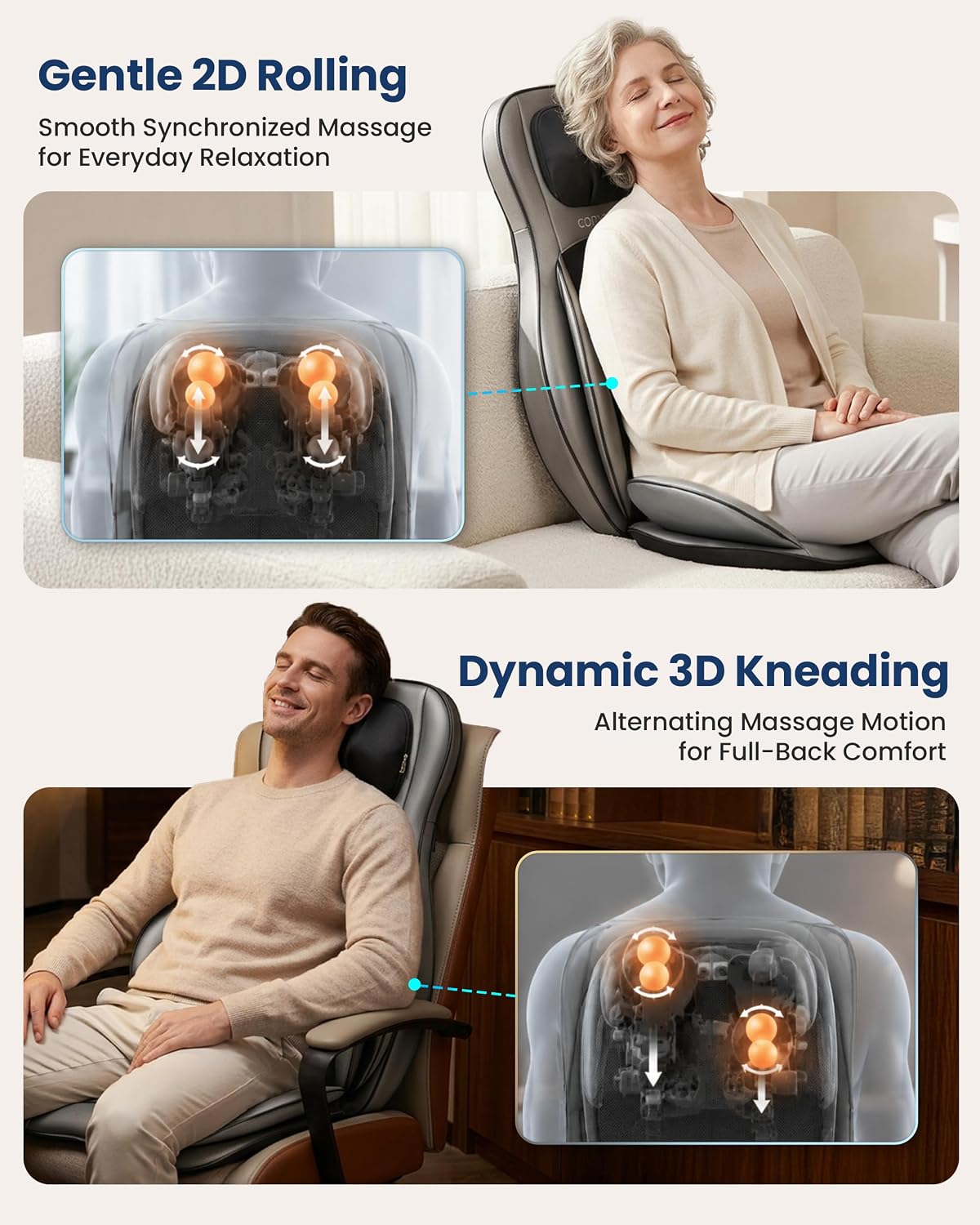 COMFIER Masajeador de cuello y espalda Shiatsu 2026 con calor, almo...