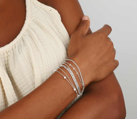 MBW Pulseras chapadas en plata para mujer, delicadas pulseras de pl...