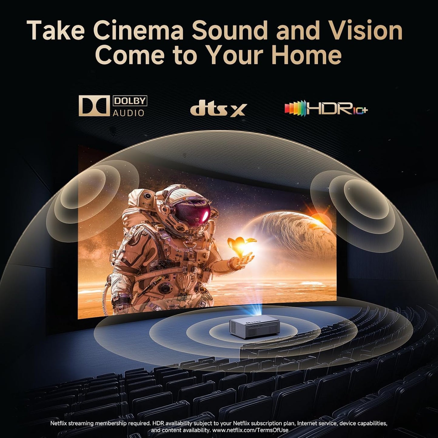 Proyector 4K con WiFi y Bluetooth, enfoque automático AI y 6D Keyst...