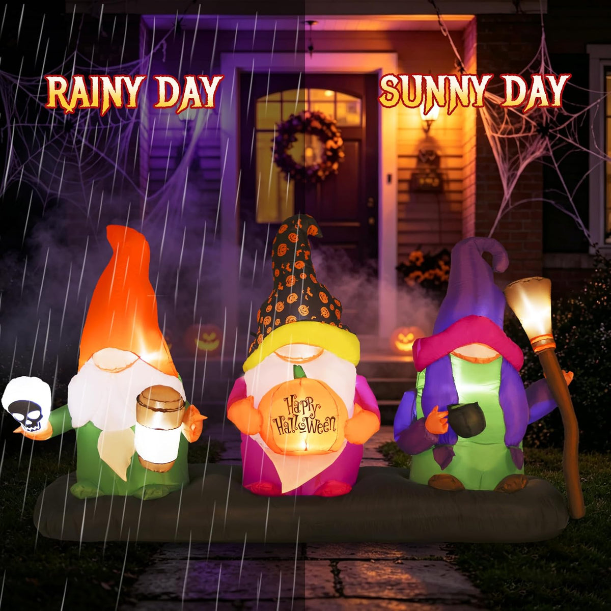 GIFTFIND Decoración inflable de 3 magos para Halloween de 9.4 pies...