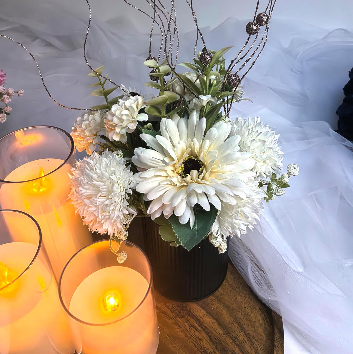 DIYDOFUN Centros de mesa para fiestas, juego de 6 arreglos florales...