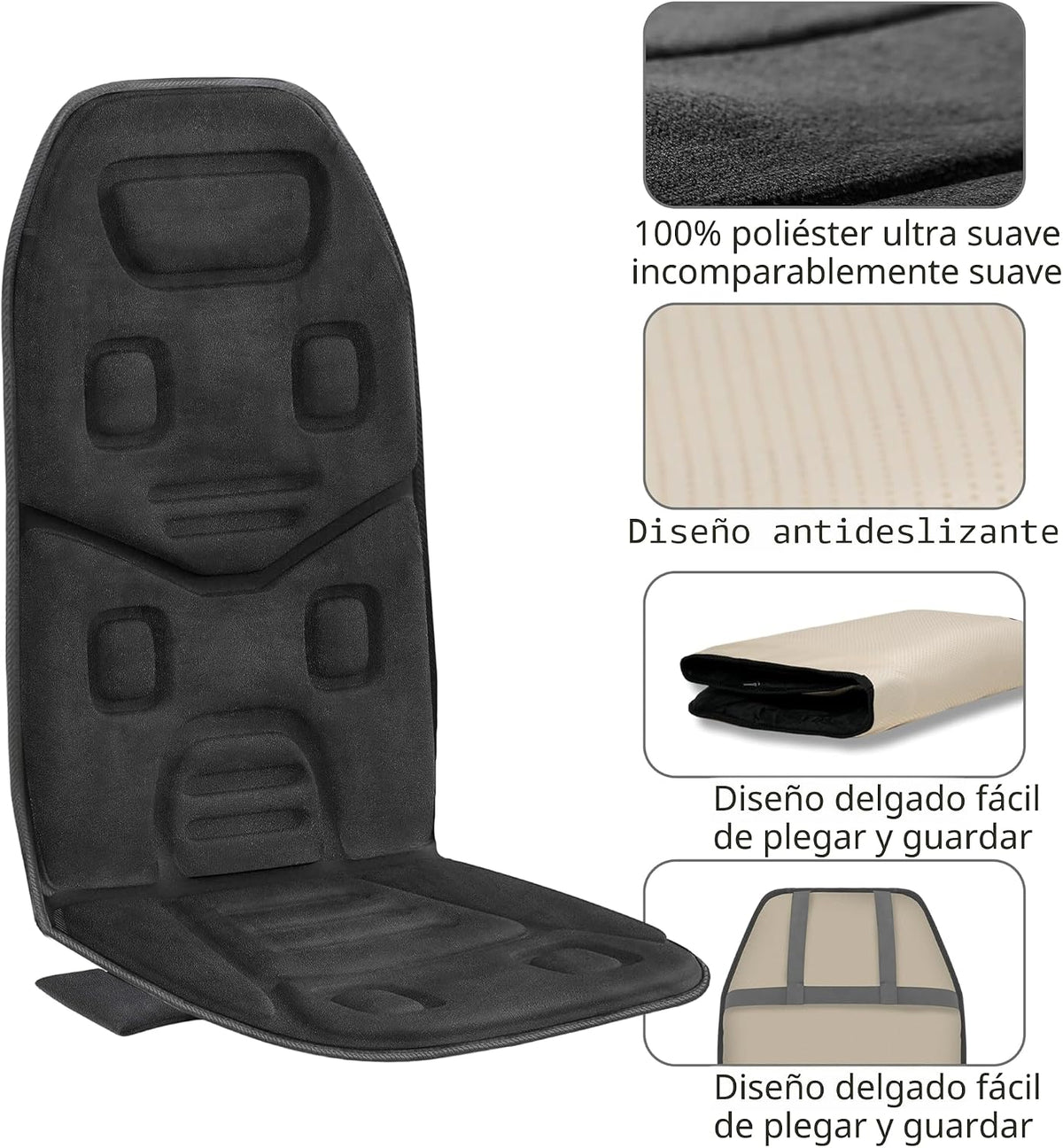 COMFIER Cojín de asiento de masaje con calor, 10 motores de vibraci...