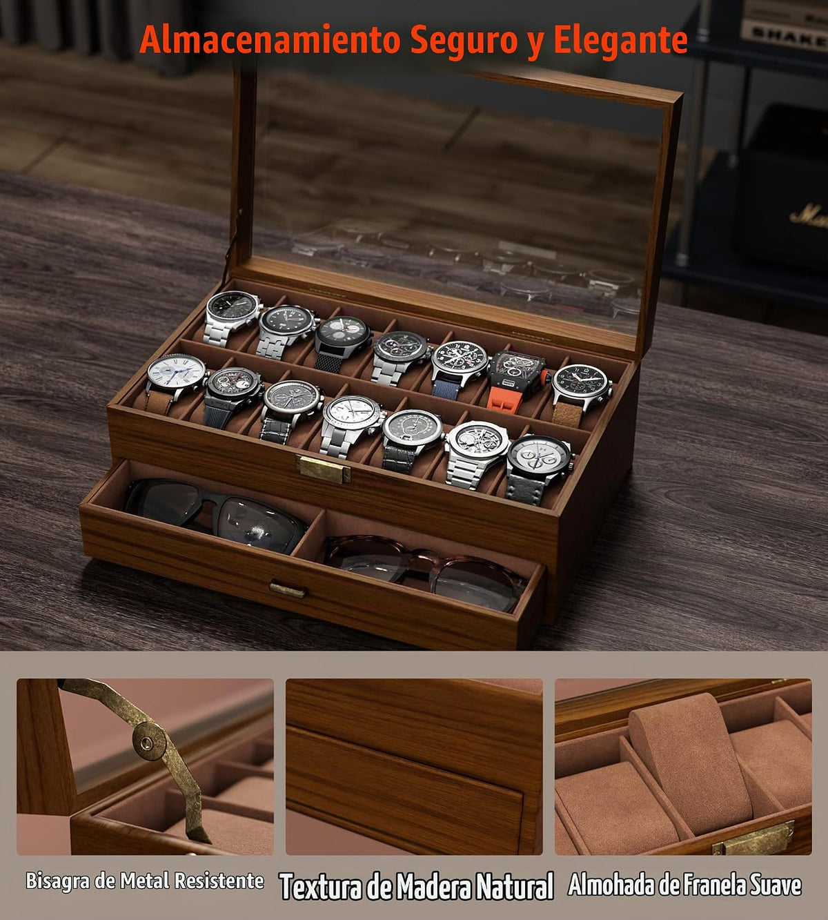 sensok Caja de reloj para hombre, marco ultrafino, pantalla ancha,...
