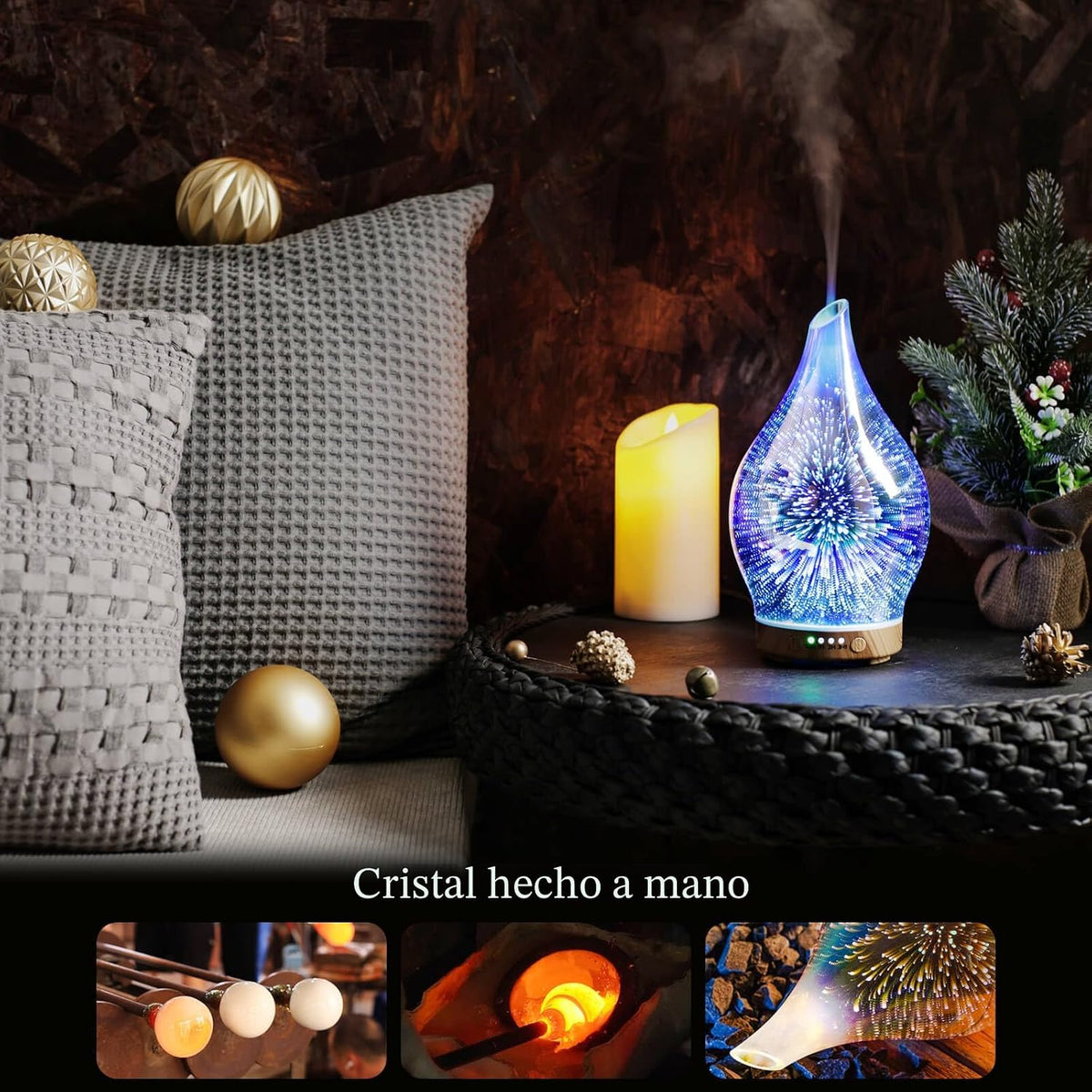 Porseme Difusor de Aceite 3D de Vidrio Aromaterapia Humidificador U...
