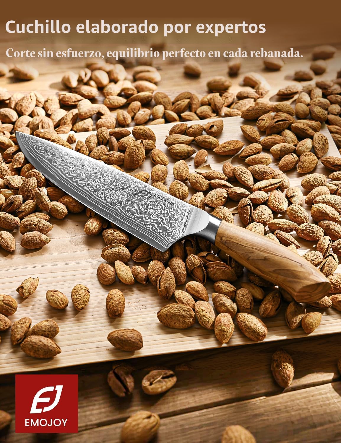 Juego de cuchillos de cocina de Damasco Emojoy, 3 piezas de cuchill...