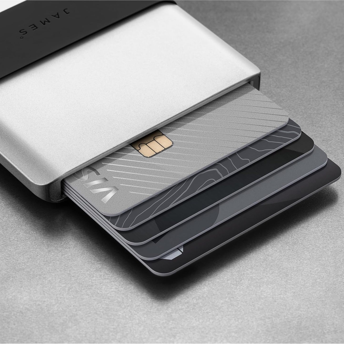 JAMES° La cartera de aluminio mecanizado CNC minimalista para hombr...