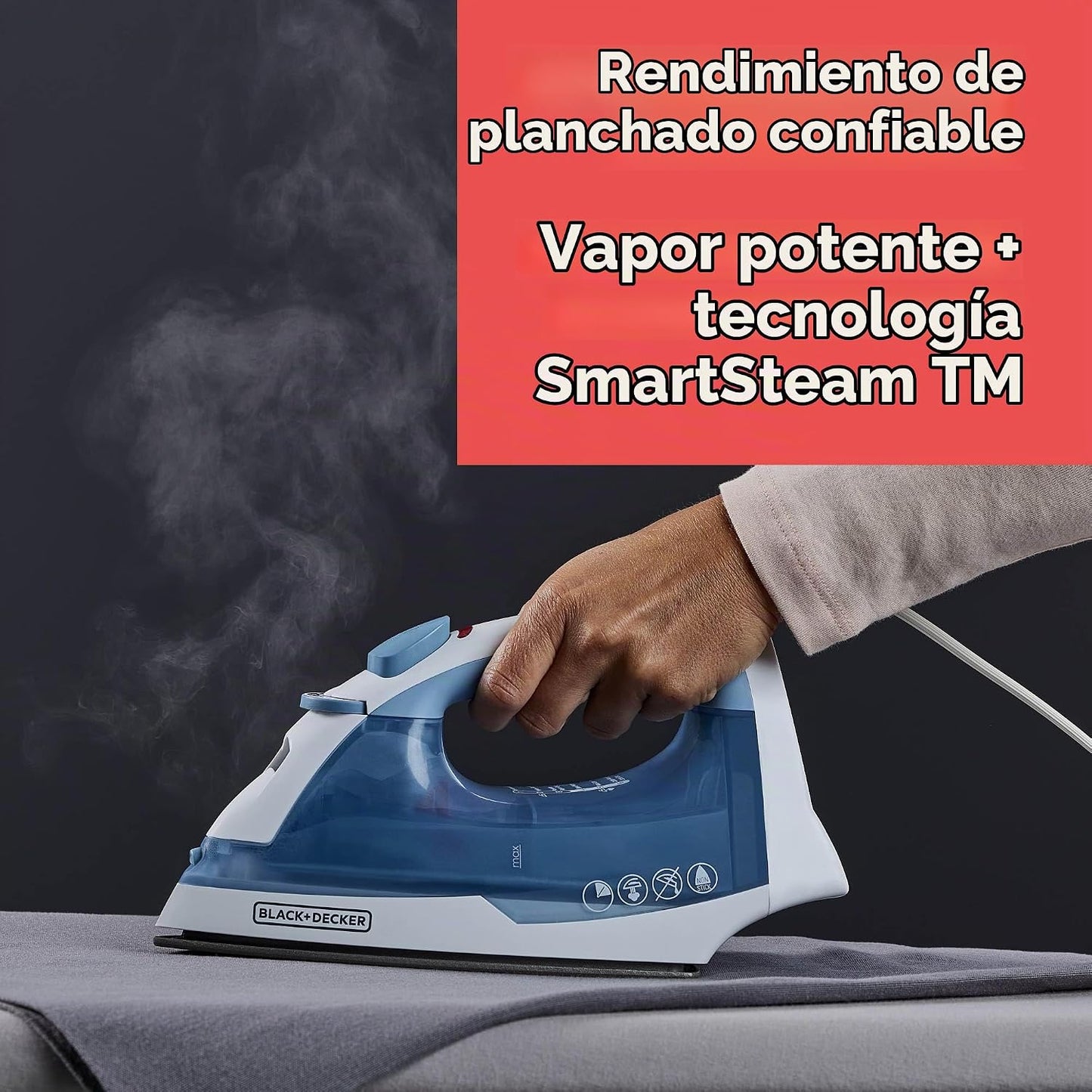 Fácil plancha de vapor antiadherente BLACK+DECKER IR40V compacta co...