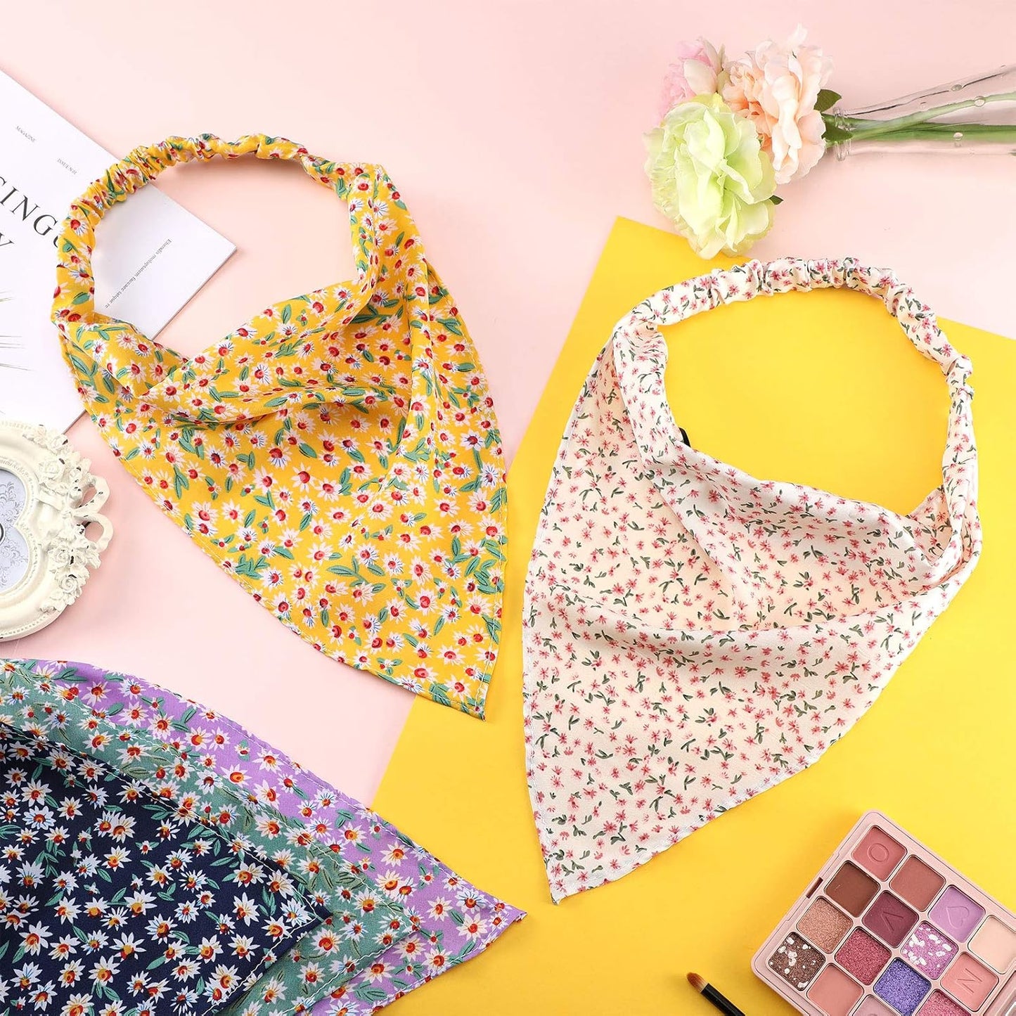 Syhood Juego de 6 pañoletas para cabello floral para mujer y niña,...