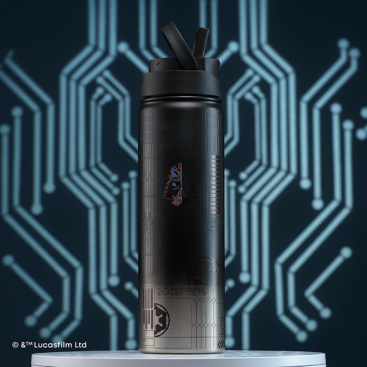 JoyJolt Star Wars - Botella de agua lineal de Darth Vader de acero...